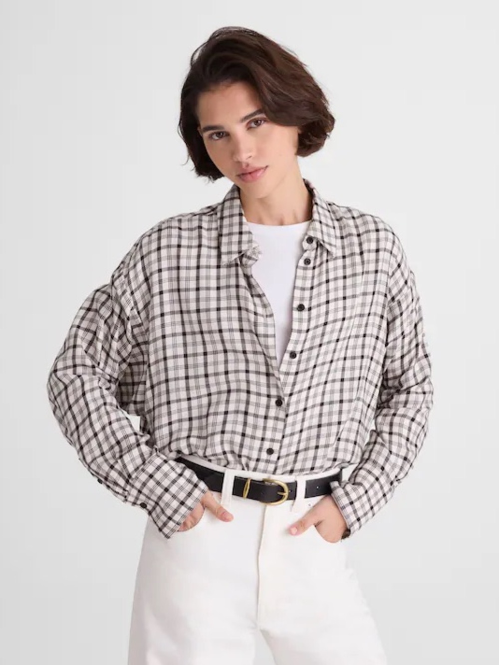 Madewell Heathered Flannel Dolman Button-Up Shirt